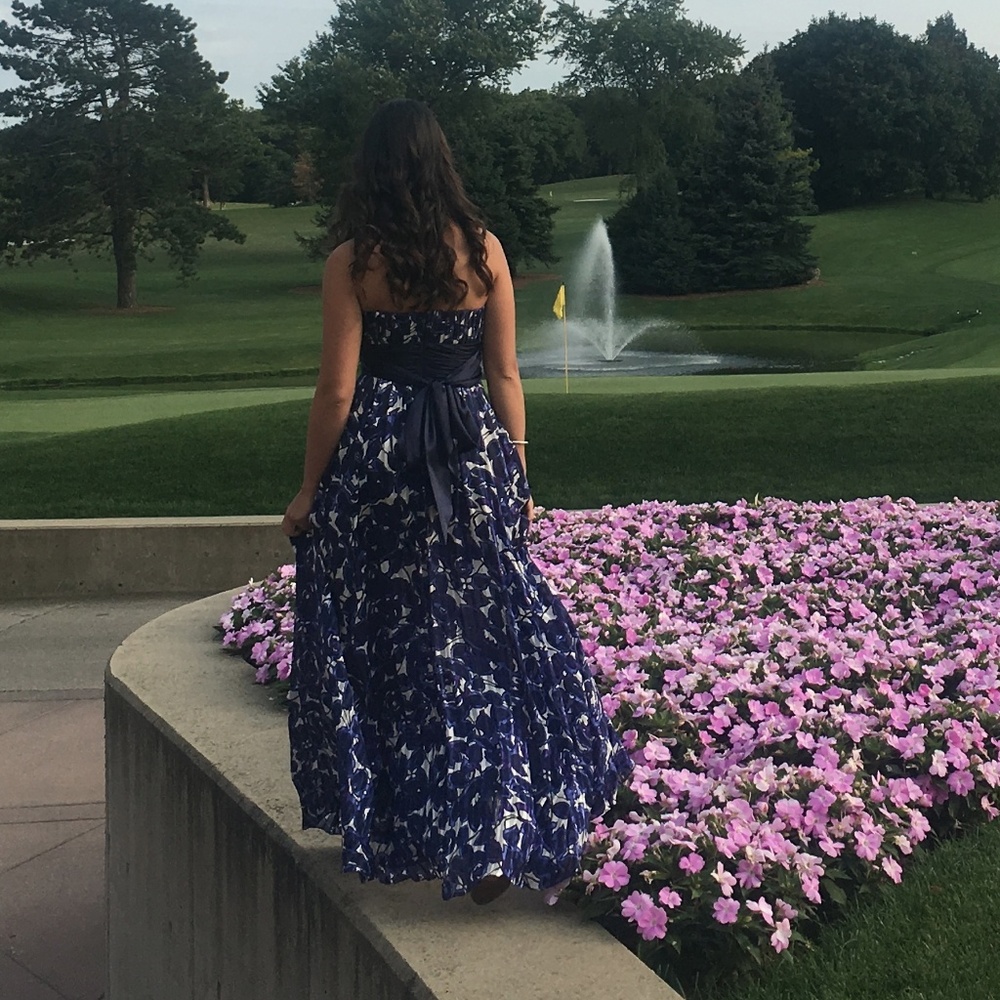 BCBGMaxAzria Blue & White Floral Gown